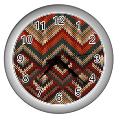 Fabric Abstract Pattern Fabric Textures, Geometric Wall Clock (silver)