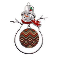 Fabric Abstract Pattern Fabric Textures, Geometric Metal Snowman Ornament by nateshop