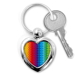 Rainbow Beautiful Seamless Pattern Key Chain (heart) by Cemarart