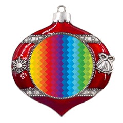 Rainbow Beautiful Seamless Pattern Metal Snowflake And Bell Red Ornament by Cemarart