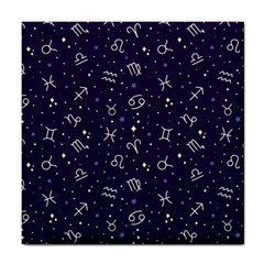 Zodiac Symbols Sign And Stars Pattern Seamless Pattern Tile Coaster by Cemarart