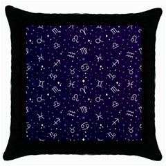 Zodiac Symbols Sign And Stars Pattern Seamless Pattern Throw Pillow Case (black) by Cemarart