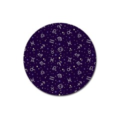 Zodiac Symbols Sign And Stars Pattern Seamless Pattern Magnet 3  (round) by Cemarart