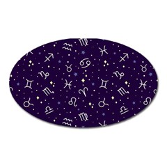 Zodiac Symbols Sign And Stars Pattern Seamless Pattern Oval Magnet by Cemarart