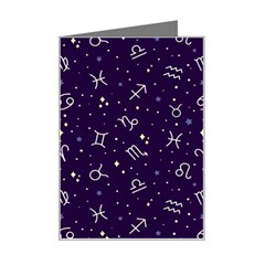 Zodiac Symbols Sign And Stars Pattern Seamless Pattern Mini Greeting Card by Cemarart