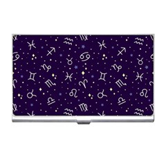 Zodiac Symbols Sign And Stars Pattern Seamless Pattern Business Card Holder by Cemarart