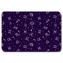 Zodiac Symbols Sign And Stars Pattern Seamless Pattern Large Doormat by Cemarart