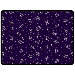 Zodiac Symbols Sign And Stars Pattern Seamless Pattern Fleece Blanket (large) by Cemarart