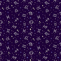 Zodiac Symbols Sign And Stars Pattern Seamless Pattern Play Mat (square) by Cemarart