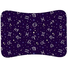 Zodiac Symbols Sign And Stars Pattern Seamless Pattern Velour Seat Head Rest Cushion by Cemarart