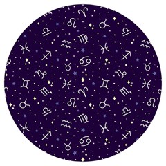 Zodiac Symbols Sign And Stars Pattern Seamless Pattern Round Trivet by Cemarart