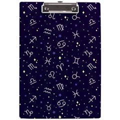 Zodiac Symbols Sign And Stars Pattern Seamless Pattern A4 Acrylic Clipboard by Cemarart