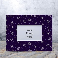 Zodiac Symbols Sign And Stars Pattern Seamless Pattern White Tabletop Photo Frame 4 x6  by Cemarart