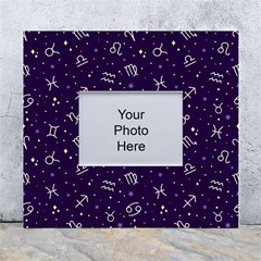 Zodiac Symbols Sign And Stars Pattern Seamless Pattern White Wall Photo Frame 5  X 7  by Cemarart