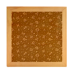 Zodiac Symbols Sign And Stars Pattern Seamless Pattern Wood Photo Frame Cube by Cemarart