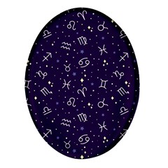 Zodiac Symbols Sign And Stars Pattern Seamless Pattern Oval Glass Fridge Magnet (4 Pack) by Cemarart