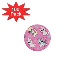 Cute Animal Little Cat Seamless Pattern 1  Mini Buttons (100 Pack)  by Cemarart