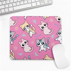 Cute Animal Little Cat Seamless Pattern Large Mousepad by Cemarart