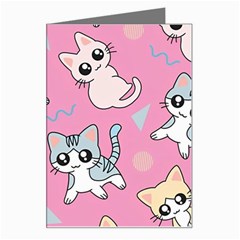 Cute Animal Little Cat Seamless Pattern Greeting Card by Cemarart