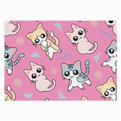 Cute Animal Little Cat Seamless Pattern Large Glasses Cloth by Cemarart