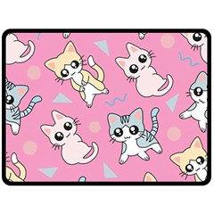 Cute Animal Little Cat Seamless Pattern Fleece Blanket (large) by Cemarart