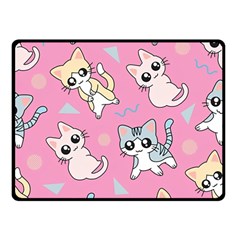 Cute Animal Little Cat Seamless Pattern Two Sides Fleece Blanket (small) by Cemarart