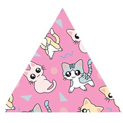 Cute Animal Little Cat Seamless Pattern Wooden Puzzle Triangle by Cemarart