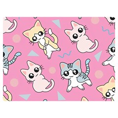 Cute Animal Little Cat Seamless Pattern Premium Plush Fleece Blanket (extra Small) by Cemarart