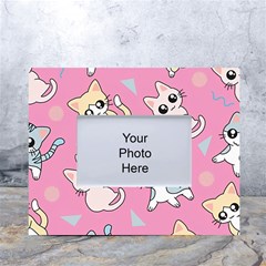 Cute Animal Little Cat Seamless Pattern White Tabletop Photo Frame 4 x6 