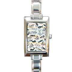 Seamless Vector Pattern With Little Cute Fish Cartoon Rectangle Italian Charm Watch by Cemarart