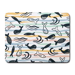 Seamless Vector Pattern With Little Cute Fish Cartoon Small Mousepad by Cemarart