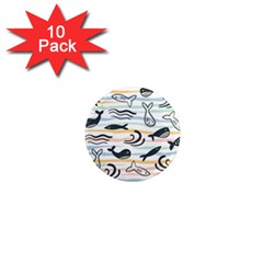 Seamless Vector Pattern With Little Cute Fish Cartoon 1  Mini Magnet (10 Pack)  by Cemarart