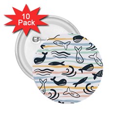 Seamless Vector Pattern With Little Cute Fish Cartoon 2 25  Buttons (10 Pack)  by Cemarart