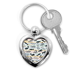 Seamless Vector Pattern With Little Cute Fish Cartoon Key Chain (heart) by Cemarart