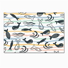 Seamless Vector Pattern With Little Cute Fish Cartoon Postcard 4 x 6  (pkg Of 10) by Cemarart