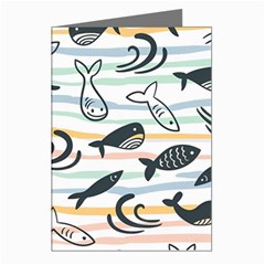 Seamless Vector Pattern With Little Cute Fish Cartoon Greeting Cards (pkg Of 8)