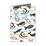 Seamless Vector Pattern With Little Cute Fish Cartoon Mini Greeting Card Left