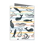 Seamless Vector Pattern With Little Cute Fish Cartoon Mini Greeting Card Right