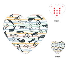 Seamless Vector Pattern With Little Cute Fish Cartoon Playing Cards Single Design (heart) by Cemarart