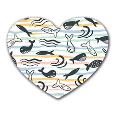 Seamless Vector Pattern With Little Cute Fish Cartoon Heart Mousepad by Cemarart