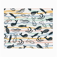 Seamless Vector Pattern With Little Cute Fish Cartoon Small Glasses Cloth (2 Sides) by Cemarart