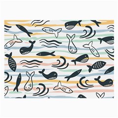 Seamless Vector Pattern With Little Cute Fish Cartoon Large Glasses Cloth (2 Sides) by Cemarart