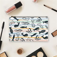 Seamless Vector Pattern With Little Cute Fish Cartoon Cosmetic Bag (medium) by Cemarart