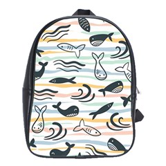 Seamless Vector Pattern With Little Cute Fish Cartoon School Bag (large) by Cemarart