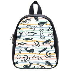 Seamless Vector Pattern With Little Cute Fish Cartoon School Bag (small) by Cemarart