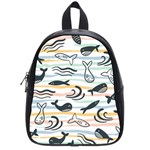 Seamless Vector Pattern With Little Cute Fish Cartoon School Bag (Small) Front