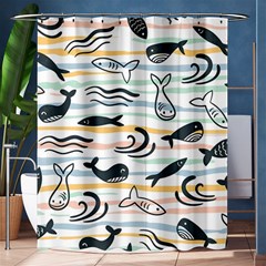 Seamless Vector Pattern With Little Cute Fish Cartoon Shower Curtain 60  X 72  (medium)  by Cemarart