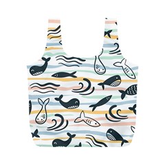 Seamless Vector Pattern With Little Cute Fish Cartoon Full Print Recycle Bag (m) by Cemarart