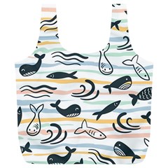 Seamless Vector Pattern With Little Cute Fish Cartoon Full Print Recycle Bag (xl) by Cemarart