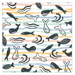 Seamless Vector Pattern With Little Cute Fish Cartoon Square Satin Scarf (36  X 36 ) by Cemarart